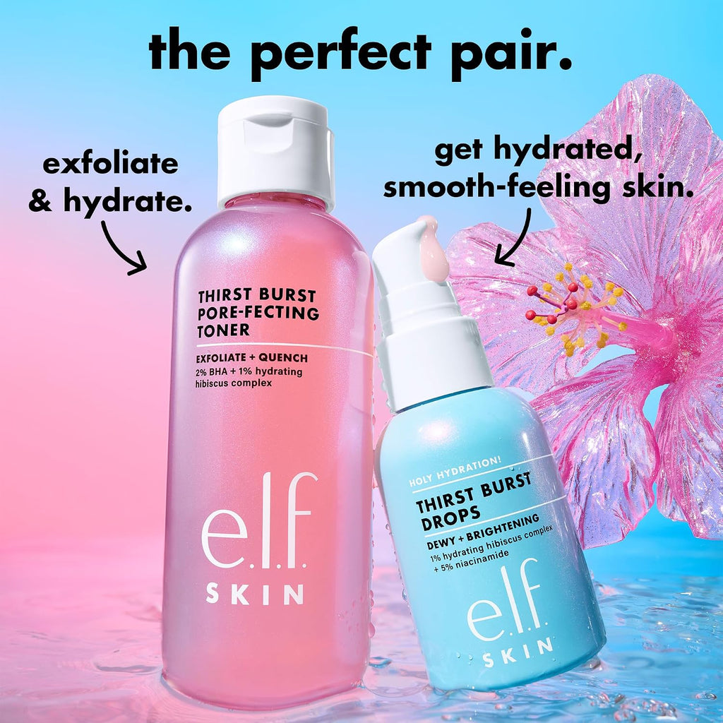 e.l.f. SKIN Thirst Burst Pore-fecting Toner. Hydrating for Face. Smooths. Plumps & Minimizes Pores. Infused with Salicylic Acid. Vegan & Cruelty-Free