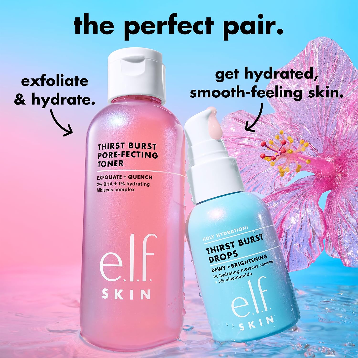 e.l.f. SKIN Thirst Burst Pore-fecting Toner. Hydrating for Face. Smooths. Plumps & Minimizes Pores. Infused with Salicylic Acid. Vegan & Cruelty-Free