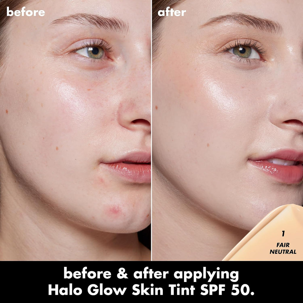e.l.f. Halo Glow Skin Tint SPF 50. 1 Fair Neutral | Tinted Moisturizer For Light. Buildable Coverage. Creates A Natural Glow. Vegan & Cruelty-Free
