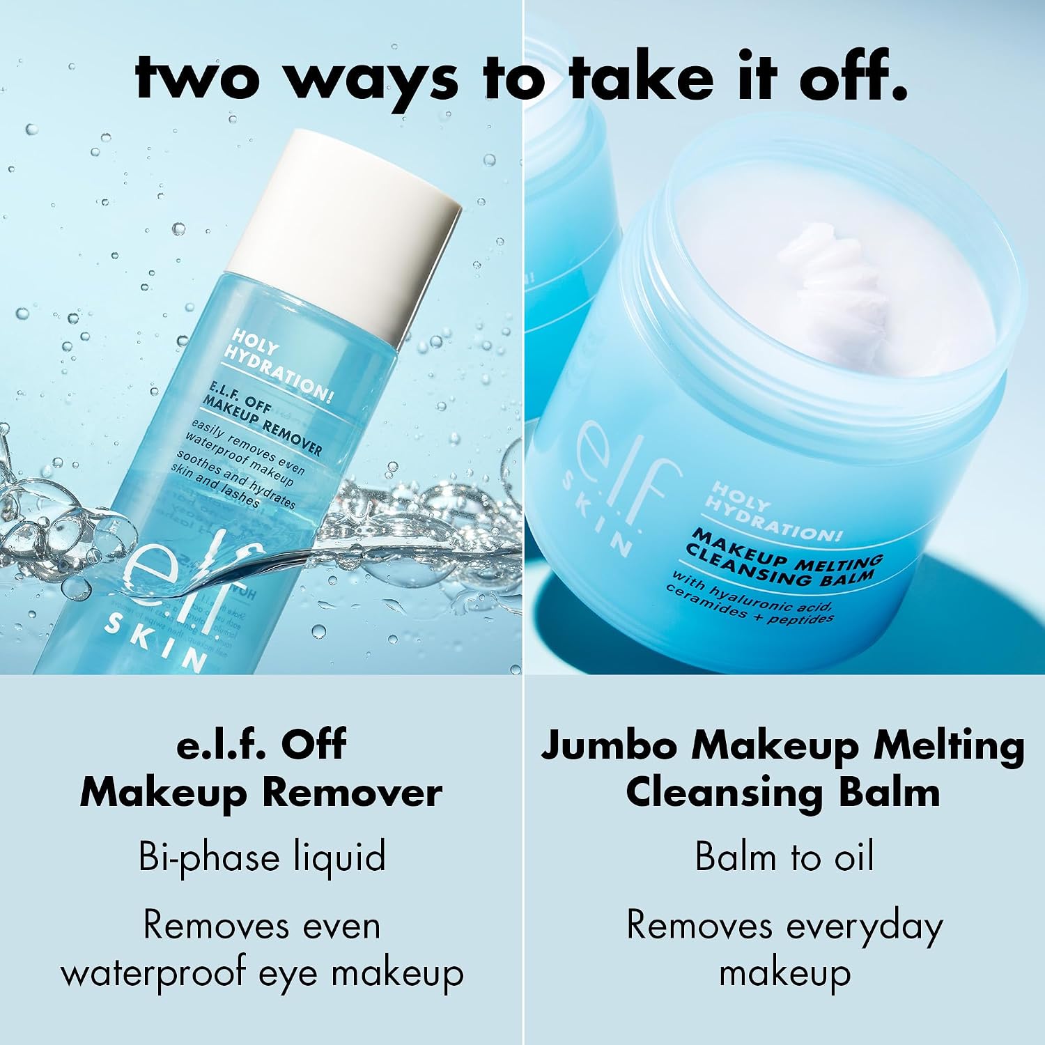 e.l.f. SKIN Mini Holy Hydration! Makeup Melting Cleansing Balm. Face Cleanser & Makeup Remover. Infused with Hyaluronic Acid to Hydrate Skin. 0.45 Oz