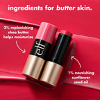 e.l.f. Soft Glam Cream Blush Stick. Buildable Natural Flush. Pink On It | Creamy Blendable Texture. Soft Satin Finish. Lightweight Buildable Color. Easy On-the-Go Application. Vegan & Cruelty-Free