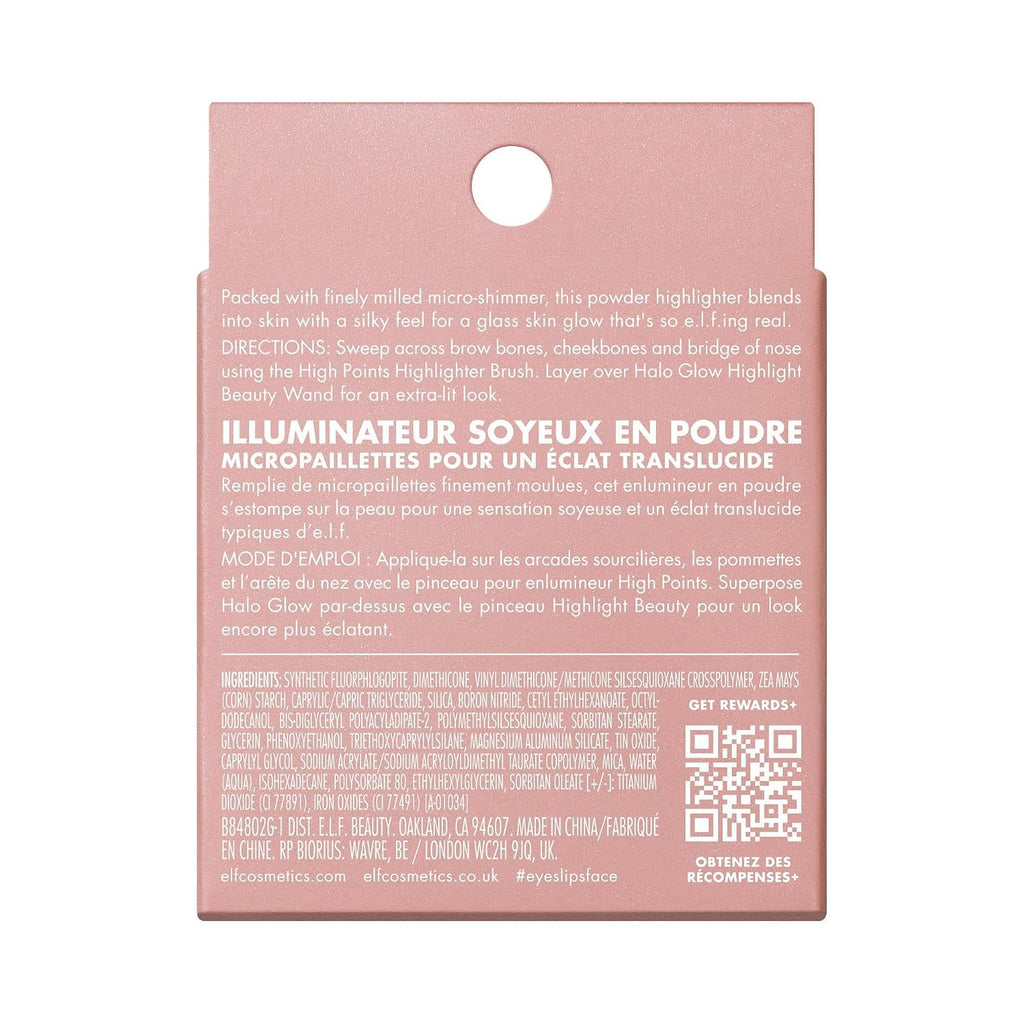 e.l.f. Halo Glow Silky Powder Highlighter. Long-Lasting Luminous Face Finish. Cake-Resistant With Micro-Shimmer. Vegan & Cruelty-Free. Soft Pearl Era