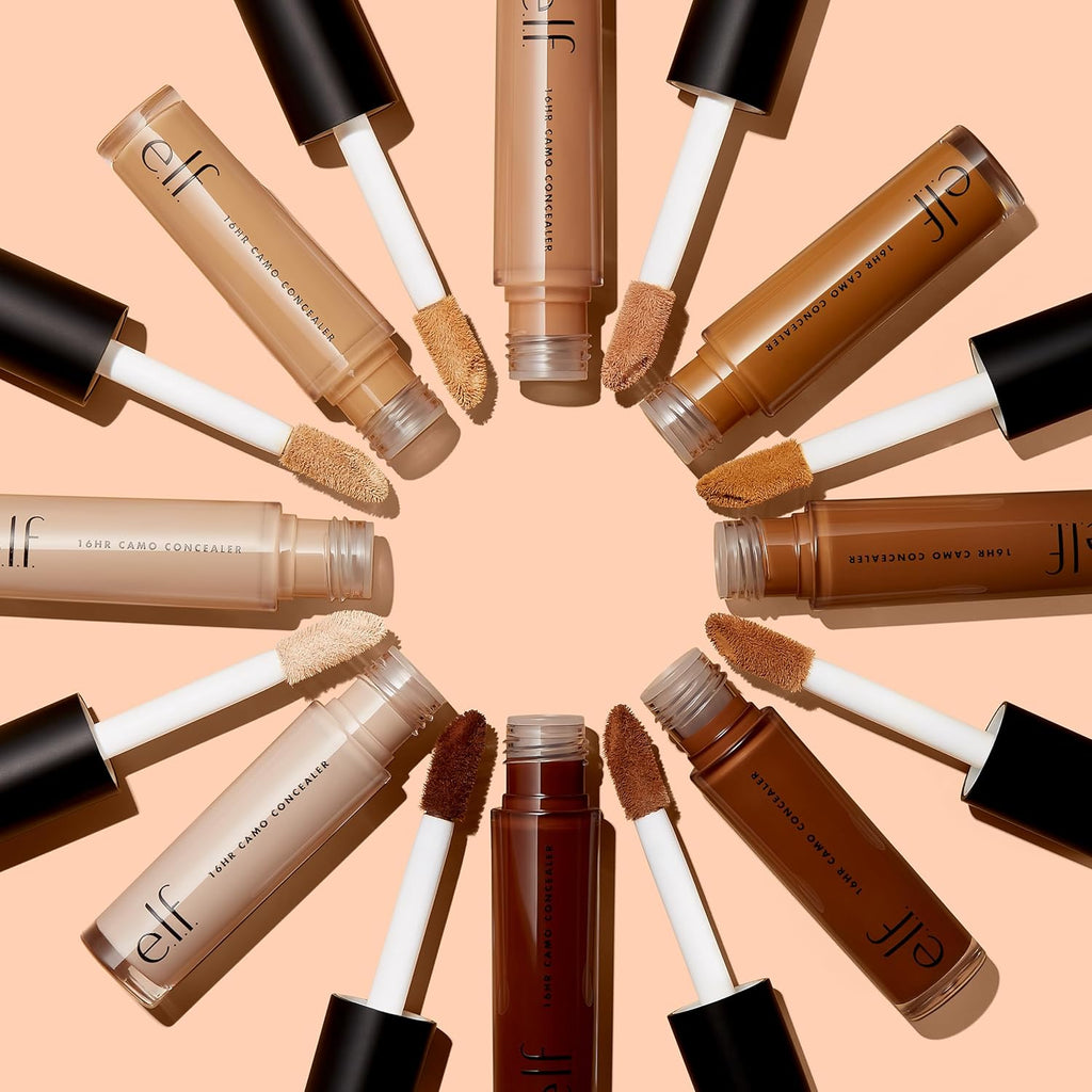 e.l.f. 16HR Camo Concealer. Full Coverage. Matte Finish Under-Eye & Blemish Corrector. Hydrating Formula. 16-Hour Crease-Resistant Wear. Deep Chestnut