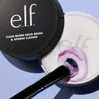 e.l.f. Clean Queen Solid Brush & Sponge Cleaner. Cleanses Face & Eye Makeup Brushes & Sponges. Nourishing. Non-Damaging Formula. Vegan & Cruelty-Free