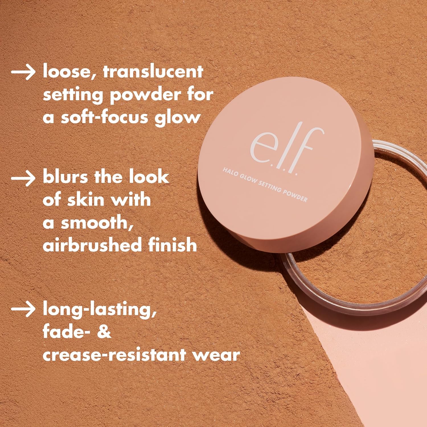 e.l.f. Halo Glow Soft Focus Setting Powder. Silky & Creates Soft Glow Without Shine. Smooths Pores & Lines. Vegan & Cruelty-Free. Deep/Rich