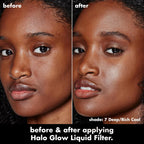 e.l.f. Halo Glow Liquid Filter. Hydrating Complexion Boost. 7 Deep/Rich | Soft Focus. Luminous Natural Glow for Face & Body. Infused with Hyaluronic Acid & Squalene. Vegan & Cruelty-Free