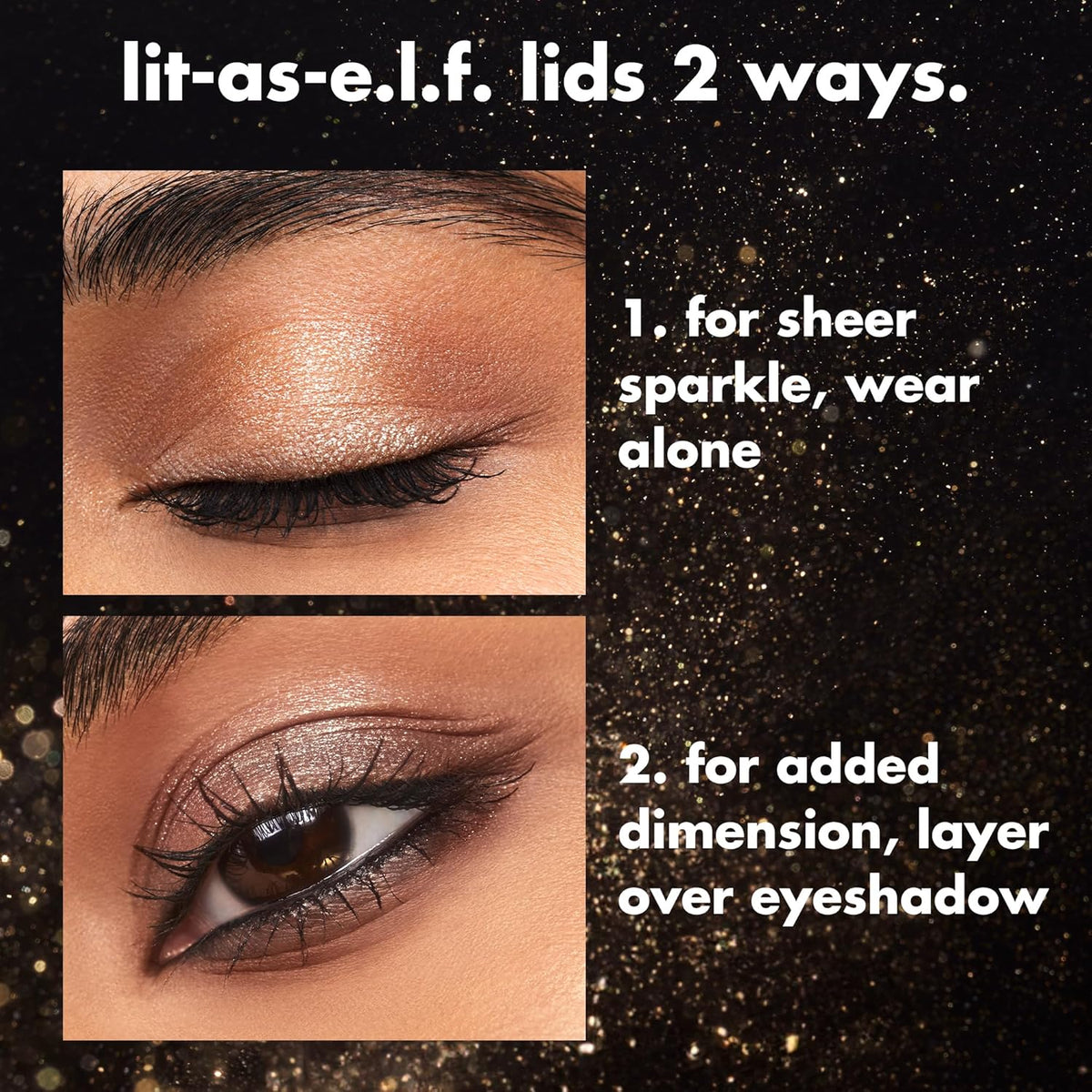 e.l.f. Fine As Fleck Glitter Eyeshadow. Tan-talize | Long-Lasting Sheer Eye Makeup With A Shimmer Finish. Soft. Smooth Formula. Vegan & Cruelty-Free